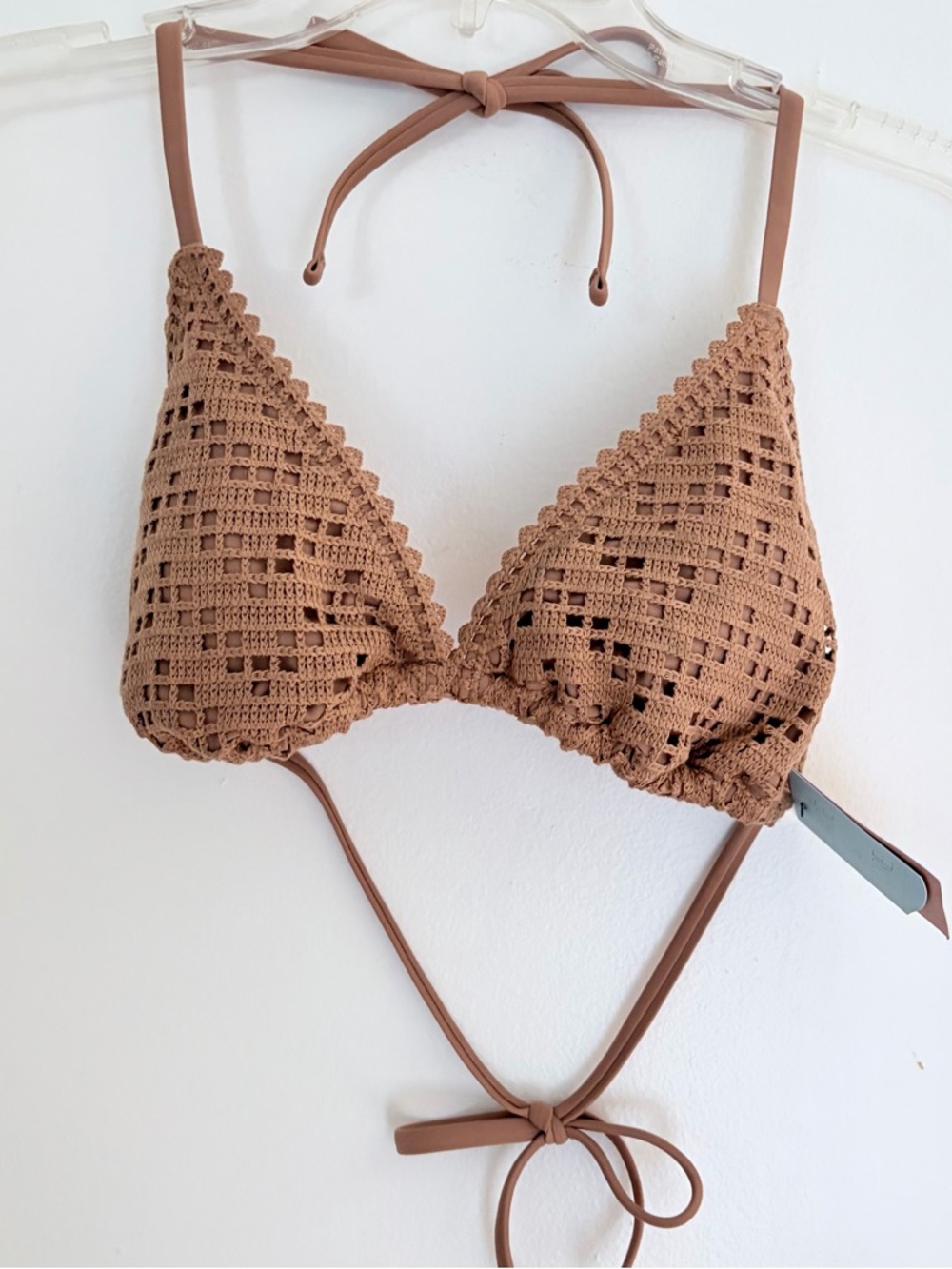 Shade & Shore Brown Crochet Triangle Bikini Top Size Small (4-6) NWT
